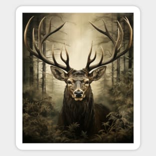 Trophy Buck Deer Illustration Portrait Sticker